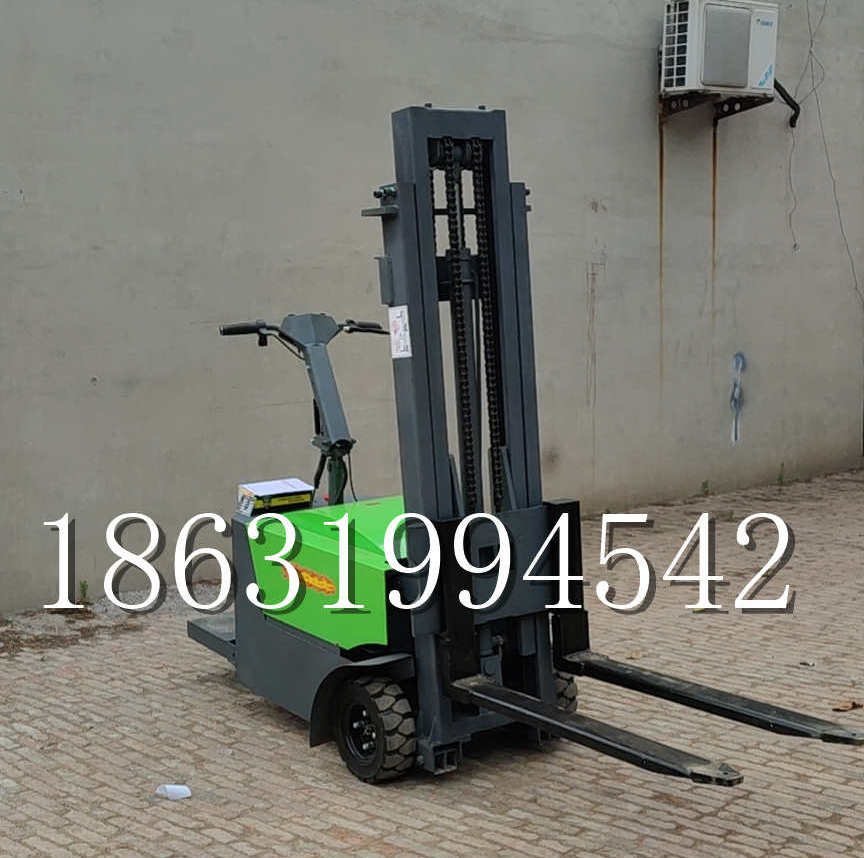 从化区优程全电动叉车插腿式堆高车液压装卸车1.5吨升高小型站驾式铲车